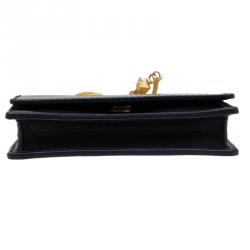 Pre Owned Valentino Black Leather Wristlet Bracelet Clutch