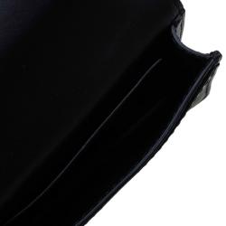 Pre Owned Valentino Black Leather Wristlet Bracelet Clutch