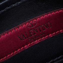 Pre Owned Valentino Black Leather Wristlet Bracelet Clutch