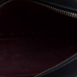 Pre Owned Valentino Red/Black Leather Mini Rockstud Top Handle Bag