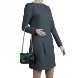 Pre Owned Valentino Camouflage Leather/Canvas Mini Rockstud Lock Flap Crossbody Bag