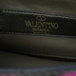 Pre Owned Valentino Camouflage Leather/Canvas Mini Rockstud Lock Flap Crossbody Bag