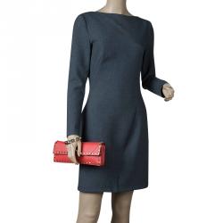 Pre Owned Valentino Red Leather Rockstud Bracelet Clutch