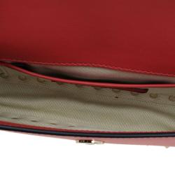 Pre Owned Valentino Red Leather Rockstud Bracelet Clutch