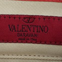 Pre Owned Valentino Red Leather Rockstud Bracelet Clutch