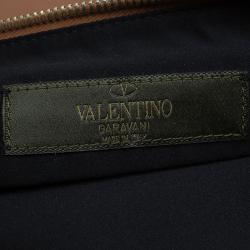 Pre Owned Valentino Camouflage Canvas and Leather Rockstud Flat Zip Clutch