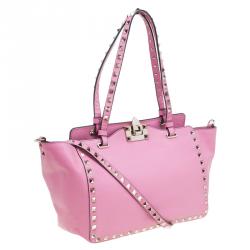 Pre Owned Valentino Pink Leather Mini Rockstud Tote