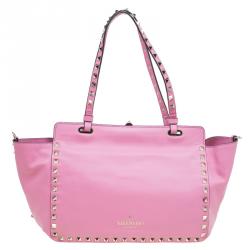 Pre Owned Valentino Pink Leather Mini Rockstud Tote