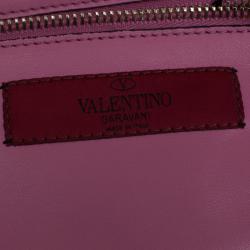 Pre Owned Valentino Pink Leather Mini Rockstud Tote