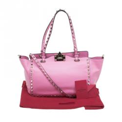 Pre Owned Valentino Pink Leather Mini Rockstud Tote