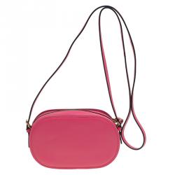 Pre Owned Valentino Pink Leather Logo Go Crossbody Bag