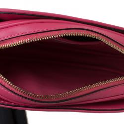 Pre Owned Valentino Pink Leather Logo Go Crossbody Bag