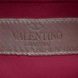 Pre Owned Valentino Pink Leather Logo Go Crossbody Bag
