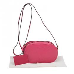 Pre Owned Valentino Pink Leather Logo Go Crossbody Bag