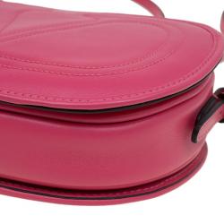 Pre Owned Valentino Pink Leather Logo Go Crossbody Bag