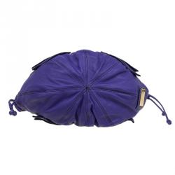 Pre Owned Valentino Purple Leather Ruffle Idylle Hobo