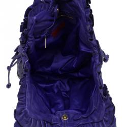 Pre Owned Valentino Purple Leather Ruffle Idylle Hobo