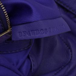 Pre Owned Valentino Purple Leather Ruffle Idylle Hobo