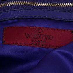 Pre Owned Valentino Purple Leather Ruffle Idylle Hobo