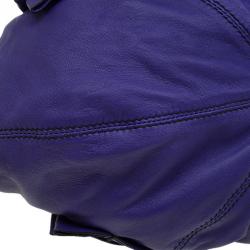 Pre Owned Valentino Purple Leather Ruffle Idylle Hobo