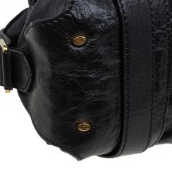 Pre Owned Valentino Black Glaze Leather Braided Handle Dome Satchel