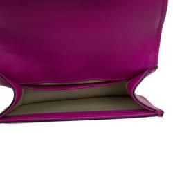 Pre Owned Valentino Magenta Leather Mini Glam Lock Flap Bag