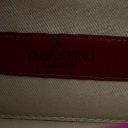 Pre Owned Valentino Magenta Leather Mini Glam Lock Flap Bag