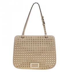 Pre Owned Valentino Beige Leather Full Studded Rockstud Shoulder Bag