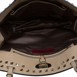 Pre Owned Valentino Beige Leather Full Studded Rockstud Shoulder Bag