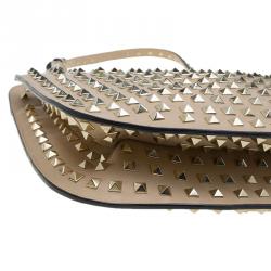 Pre Owned Valentino Beige Leather Full Studded Rockstud Shoulder Bag