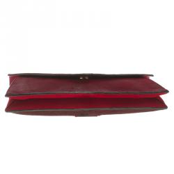 Pre Owned Valentino Red Two Tone Calf Hair Absolute Clutch
