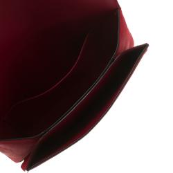 Pre Owned Valentino Red Two Tone Calf Hair Absolute Clutch