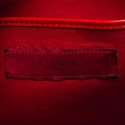Pre Owned Valentino Red Two Tone Calf Hair Absolute Clutch