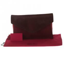 Pre Owned Valentino Red Two Tone Calf Hair Absolute Clutch