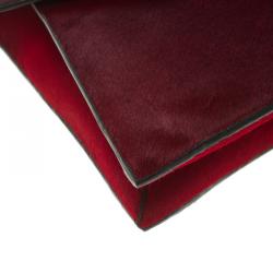 Pre Owned Valentino Red Two Tone Calf Hair Absolute Clutch