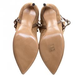 Pre Owned Valentino Brown Suede Rockstud Pointed Toe Ankle Boots Size 40