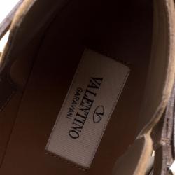 Pre Owned Valentino Brown Suede Rockstud Pointed Toe Ankle Boots Size 40