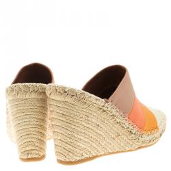 Pre Owned Valentino Multicolour Leather 1975 Stripes Wedge Sandals Size 39