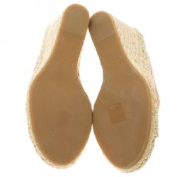 Pre Owned Valentino Multicolour Leather 1975 Stripes Wedge Sandals Size 39