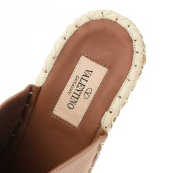 Pre Owned Valentino Multicolour Leather 1975 Stripes Wedge Sandals Size 39