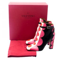 Pre Owned Valentino Multicolor Leather Polka Dot Ankle Boots Size 37