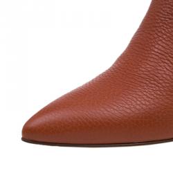 Pre Owned بوت كاحل فالنتينو روكستد جلد برتقالي مقاس 39