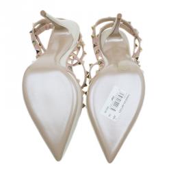 Valentino Ivory Leather Rockstud Sandals Size 39.5