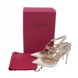 Valentino Ivory Leather Rockstud Sandals Size 39.5