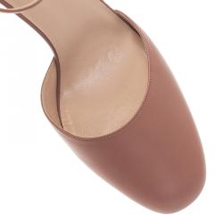 Pre Owned Valentino Brown Leather Ankle Strap Platform Pumps Size 39