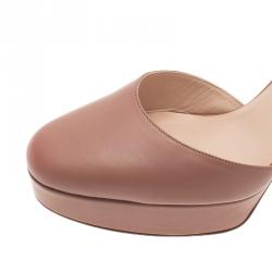 Pre Owned Valentino Brown Leather Ankle Strap Platform Pumps Size 39