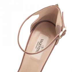 Pre Owned Valentino Brown Leather Ankle Strap Platform Pumps Size 39