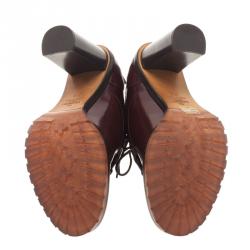 مملوكة مسبقًا حذاء بوت فالنتينو ديربي أوكسفورد  بشراشيب جلد عنابي مقاس 38.5