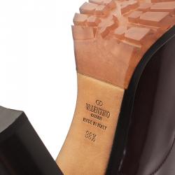 مملوكة مسبقًا حذاء بوت فالنتينو ديربي أوكسفورد  بشراشيب جلد عنابي مقاس 38.5