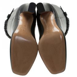 Pre Owned Valentino Black Leather Braided Strap Over the Knee Boots Size 37